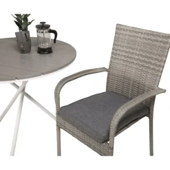 Online Venture Home Parvekeryhmä , ø90cm harmaa-valkoinen Parma-pöytä + 2 harmaata Anna-tuolia