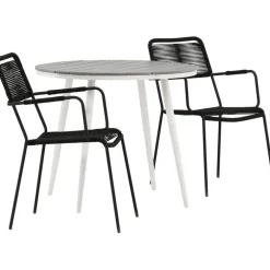 Outlet Venture Home Parvekeryhmä , ø90cm, musta Break-pöytä + 2 ruskeaa Lindos-tuolia, käsinojilla
