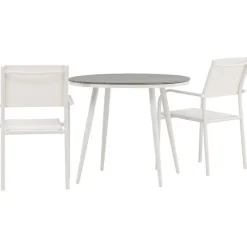 Discount Venture Home Parvekeryhmä , ø90cm, musta Break-pöytä + 2 mustaa, pinottavaa Santorini-tuolia