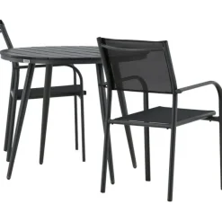 Discount Venture Home Parvekeryhmä , ø90cm, musta Break-pöytä + 2 mustaa, pinottavaa Santorini-tuolia