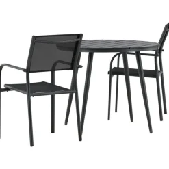 Discount Venture Home Parvekeryhmä , ø90cm, musta Break-pöytä + 2 mustaa, pinottavaa Santorini-tuolia