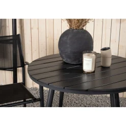 Discount Venture Home Parvekeryhmä , ø90cm, musta Break-pöytä + 2 mustaa, pinottavaa Santorini-tuolia