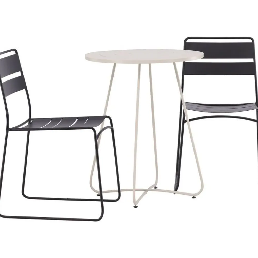 Clearance Venture Home Parvekeryhmä , ø60cm musta Bacong-pöytä + 2 mustaa Lina-tuolia