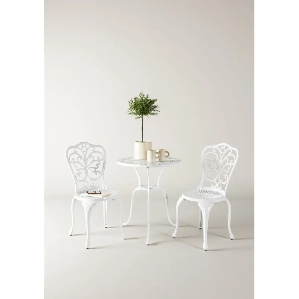 New Venture Home Parvekeryhmä Nandin, ø60cm pöytä + 2 tuolia, valkoinen