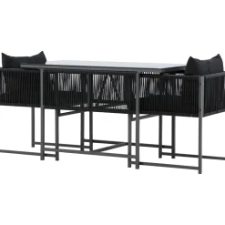 New Venture Home Parvekeryhmä Noto, 120x60cm Noto-pöytä + 2 Noto-tuolia, musta