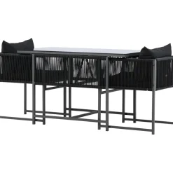 New Venture Home Parvekeryhmä Noto, 120x60cm Noto-pöytä + 2 Noto-tuolia, musta