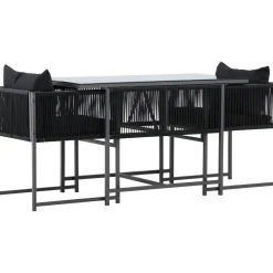 New Venture Home Parvekeryhmä Noto, 120x60cm Noto-pöytä + 2 Noto-tuolia, musta