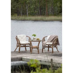 Discount Venture Home Parvekeryhmä Wera, ø60cm pöytä + 2 tuolia, rottinki, ruskea/luonnonvalkoinen