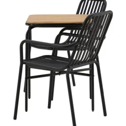 New Venture Home Parvekeryhmä ,  88x70cm Holmbeck-pöytä + 2 mustaa Peking-tuolia
