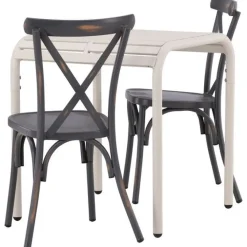 Outlet Venture Home Parvekeryhmä , 70x70cm beige Borneo-pöytä + 2 mustaa Tablas-tuolia