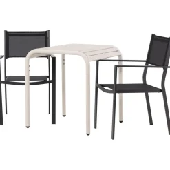 Venture Home Parvekeryhmä , 70x70cm beige Borneo-pöytä + 2 mustaa Copacabana-tuolia