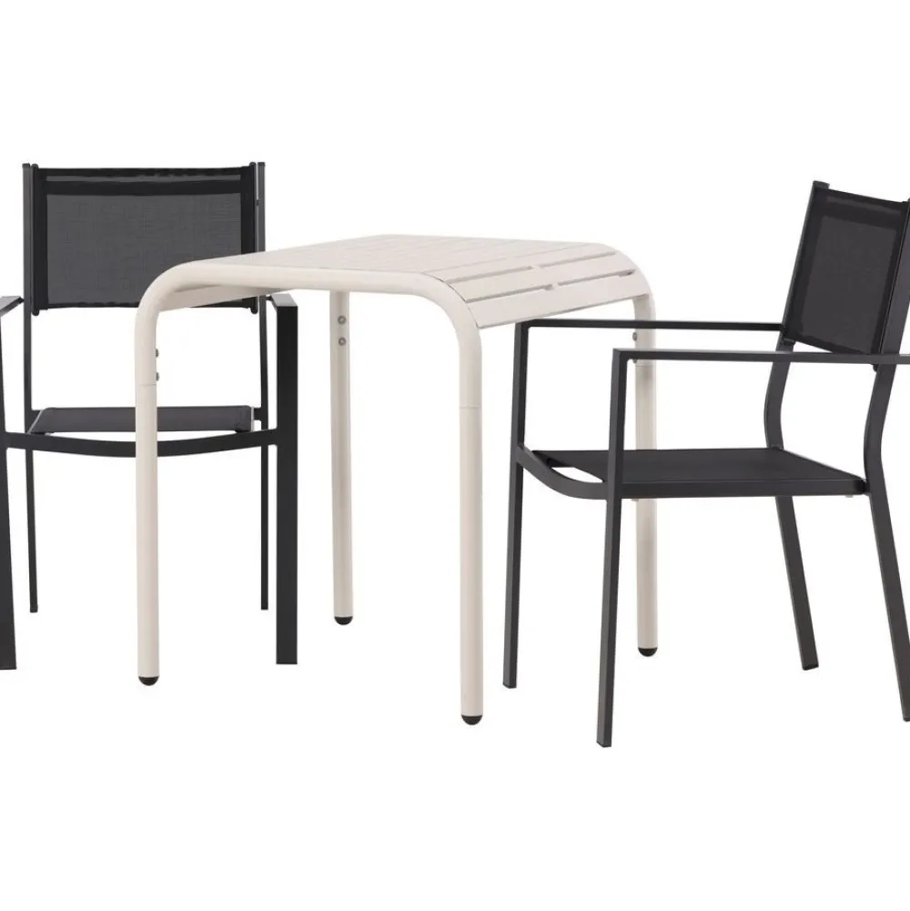 Venture Home Parvekeryhmä , 70x70cm beige Borneo-pöytä + 2 mustaa Copacabana-tuolia
