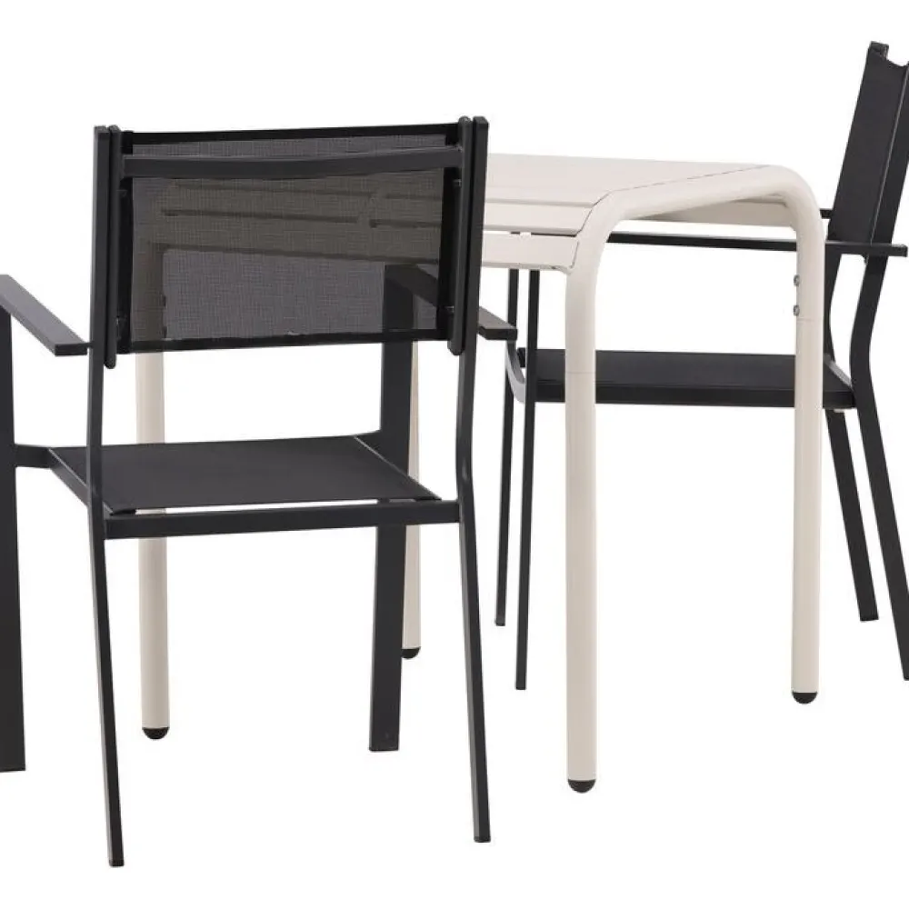 Venture Home Parvekeryhmä , 70x70cm beige Borneo-pöytä + 2 mustaa Copacabana-tuolia