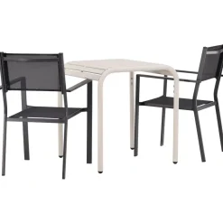 Venture Home Parvekeryhmä , 70x70cm beige Borneo-pöytä + 2 mustaa Copacabana-tuolia