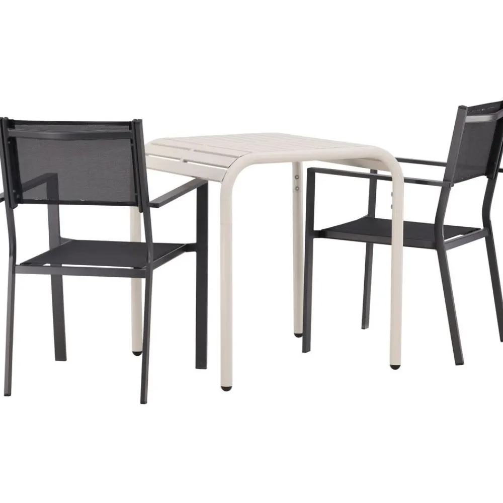 Venture Home Parvekeryhmä , 70x70cm beige Borneo-pöytä + 2 mustaa Copacabana-tuolia