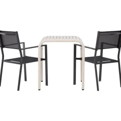 Venture Home Parvekeryhmä , 70x70cm beige Borneo-pöytä + 2 mustaa Copacabana-tuolia
