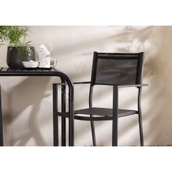 Venture Home Parvekeryhmä , 70x70cm beige Borneo-pöytä + 2 mustaa Copacabana-tuolia