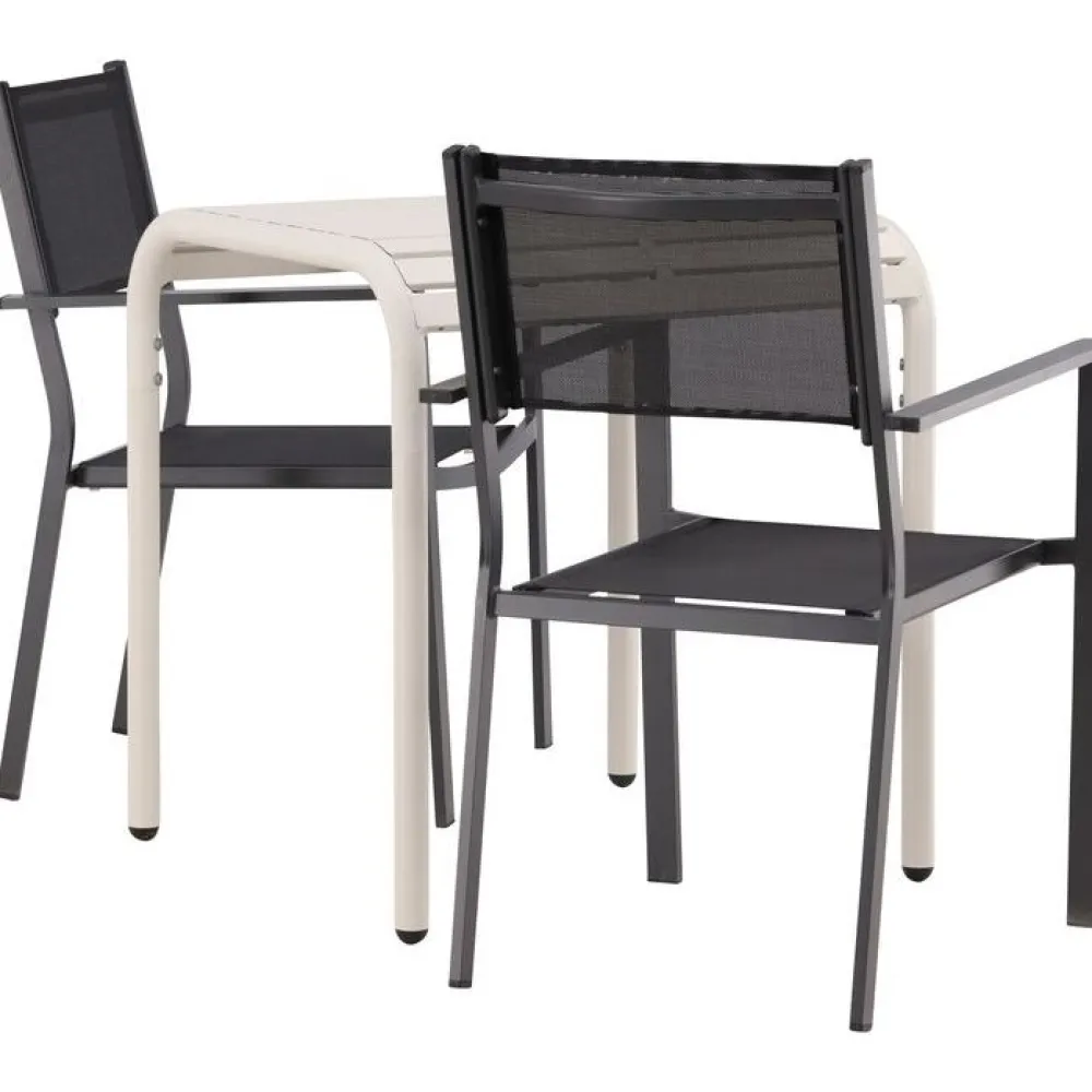 Venture Home Parvekeryhmä , 70x70cm beige Borneo-pöytä + 2 mustaa Copacabana-tuolia