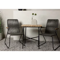 Venture Home Parvekeryhmä ,  88x70cm Holmbeck-pöytä + 2 tummanharmaata Bois-tuolia