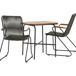 Venture Home Parvekeryhmä ,  88x70cm Holmbeck-pöytä + 2 tummanharmaata Bois-tuolia