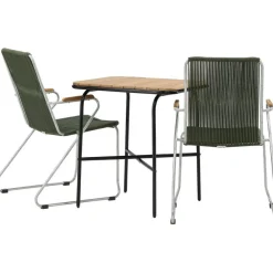 Venture Home Parvekeryhmä ,  88x70cm Holmbeck-pöytä + 2 tummanharmaata Bois-tuolia