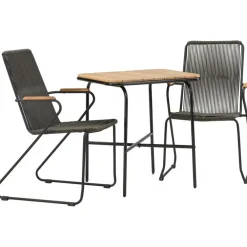 Venture Home Parvekeryhmä ,  88x70cm Holmbeck-pöytä + 2 tummanharmaata Bois-tuolia