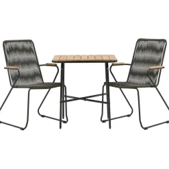 Venture Home Parvekeryhmä ,  88x70cm Holmbeck-pöytä + 2 tummanharmaata Bois-tuolia