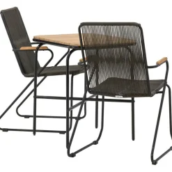 Venture Home Parvekeryhmä ,  88x70cm Holmbeck-pöytä + 2 tummanharmaata Bois-tuolia