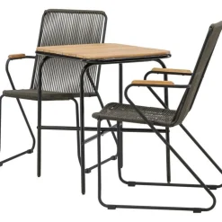 Venture Home Parvekeryhmä ,  88x70cm Holmbeck-pöytä + 2 tummanharmaata Bois-tuolia