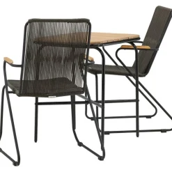 Venture Home Parvekeryhmä ,  88x70cm Holmbeck-pöytä + 2 tummanharmaata Bois-tuolia
