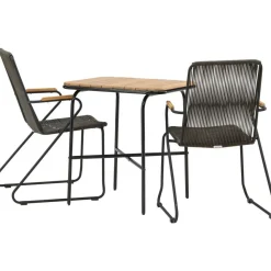 Venture Home Parvekeryhmä ,  88x70cm Holmbeck-pöytä + 2 tummanharmaata Bois-tuolia
