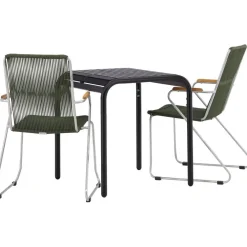 Online Venture Home Parvekeryhmä , 70x70cm musta Borneo-pöytä + 2 mustaa Bois-tuolia