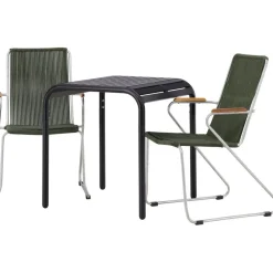 Online Venture Home Parvekeryhmä , 70x70cm musta Borneo-pöytä + 2 mustaa Bois-tuolia