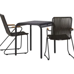 Online Venture Home Parvekeryhmä , 70x70cm musta Borneo-pöytä + 2 mustaa Bois-tuolia