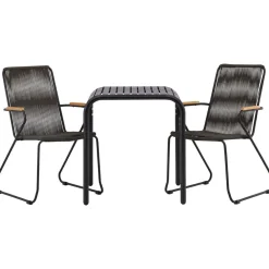 Online Venture Home Parvekeryhmä , 70x70cm musta Borneo-pöytä + 2 mustaa Bois-tuolia