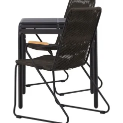 Online Venture Home Parvekeryhmä , 70x70cm musta Borneo-pöytä + 2 mustaa Bois-tuolia