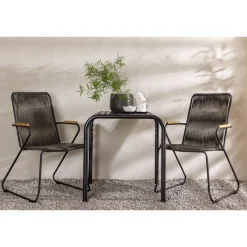 Online Venture Home Parvekeryhmä , 70x70cm musta Borneo-pöytä + 2 mustaa Bois-tuolia