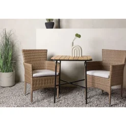 Sale Venture Home Parvekeryhmä ,  88x70cm Holmbeck-pöytä + 2 ruskeaa Malina-tuolia