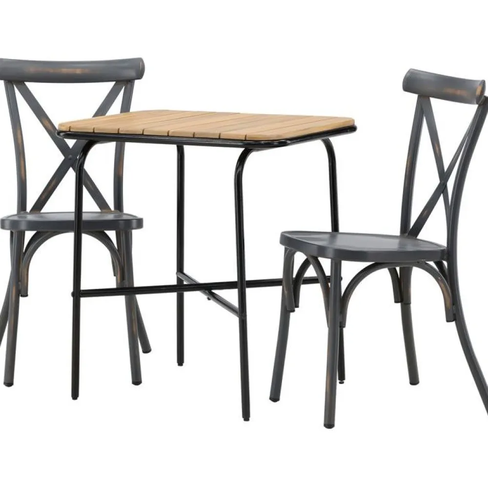 Best Venture Home Parvekeryhmä , 88x70cm Holmbeck-pöytä + 2 mustaa Tablas-tuolia