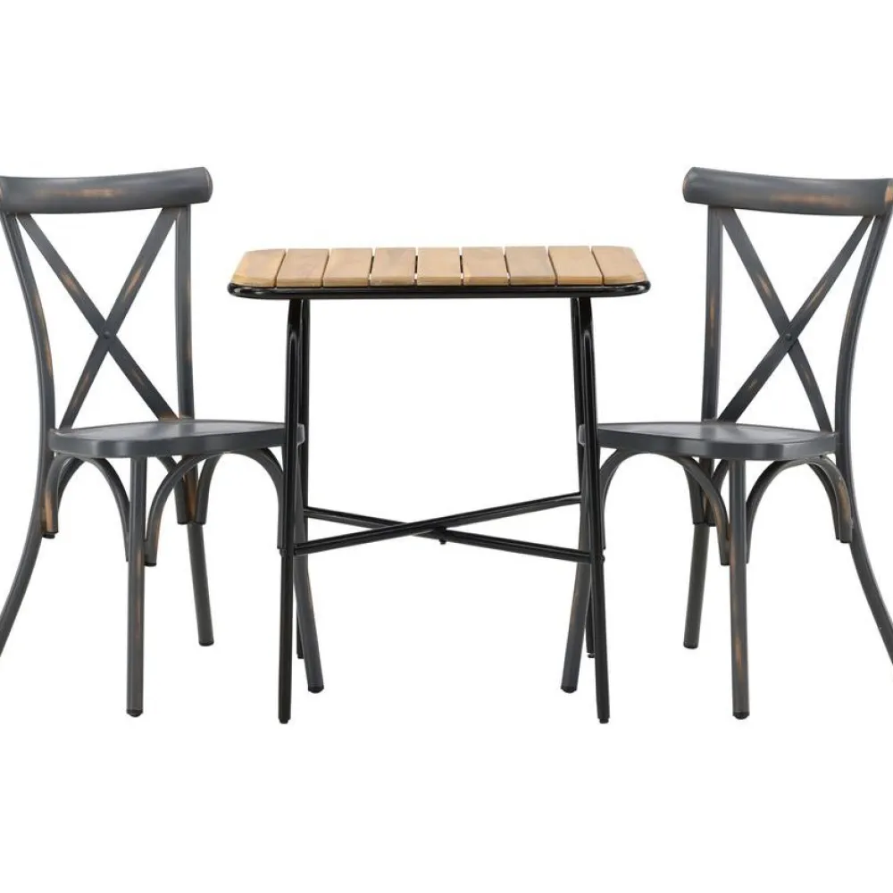 Best Venture Home Parvekeryhmä , 88x70cm Holmbeck-pöytä + 2 mustaa Tablas-tuolia