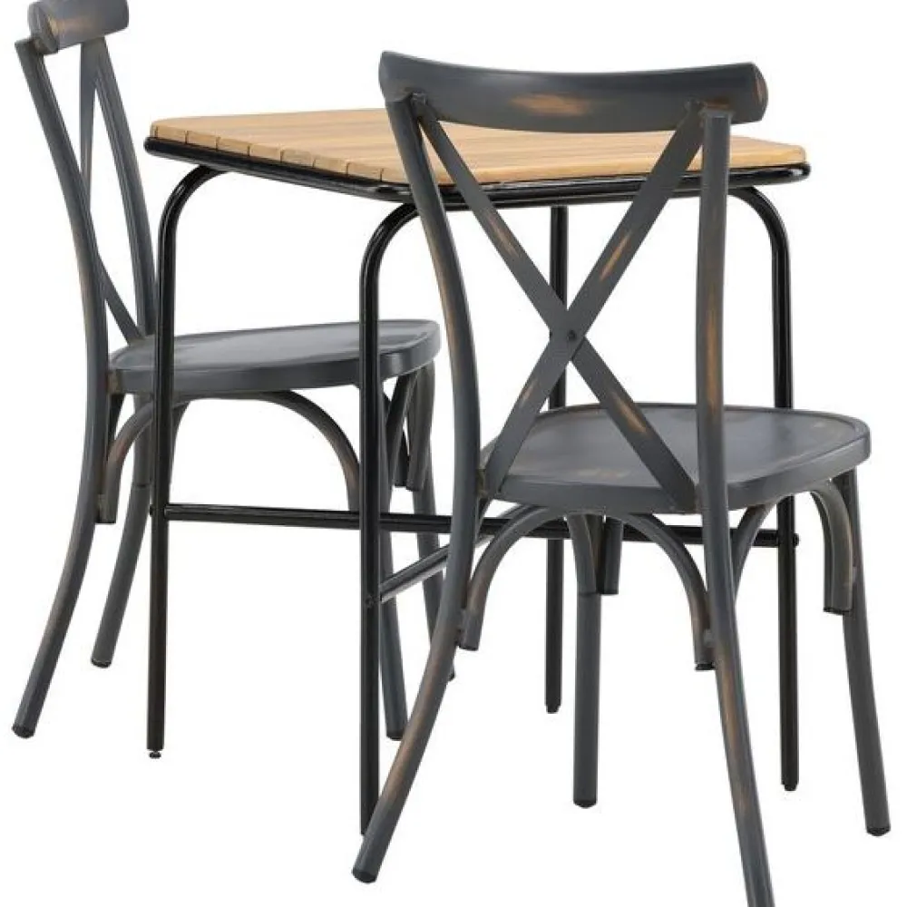 Best Venture Home Parvekeryhmä , 88x70cm Holmbeck-pöytä + 2 mustaa Tablas-tuolia