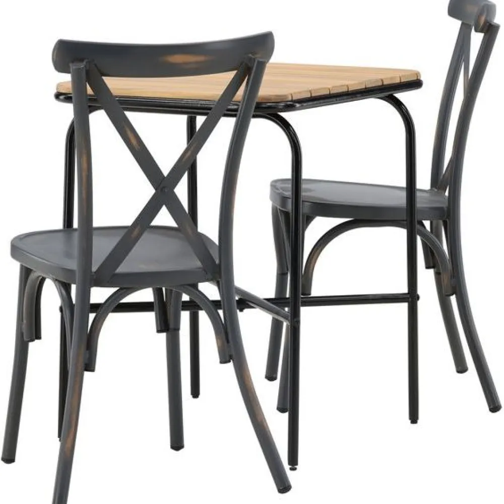 Best Venture Home Parvekeryhmä , 88x70cm Holmbeck-pöytä + 2 mustaa Tablas-tuolia