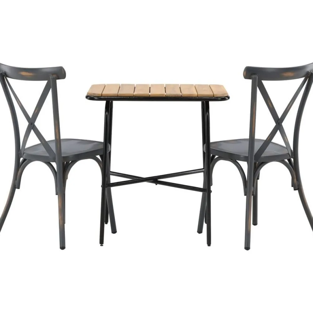Best Venture Home Parvekeryhmä , 88x70cm Holmbeck-pöytä + 2 mustaa Tablas-tuolia