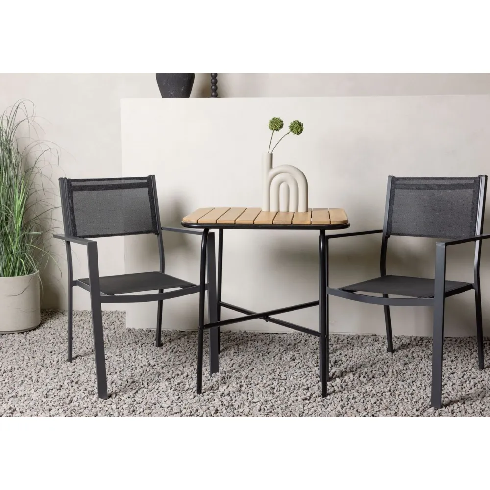 Sale Venture Home Parvekeryhmä , 88x70cm Holmbeck-pöytä + 2 mustaa Copacabana-tuolia