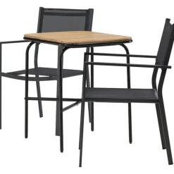 Sale Venture Home Parvekeryhmä , 88x70cm Holmbeck-pöytä + 2 mustaa Copacabana-tuolia