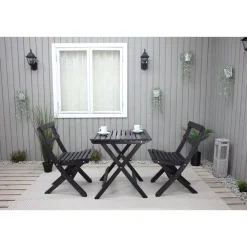 Best Baltic Garden Parvekesetti Wilma 65x65cm pöytä + 2 Knohult tuolia musta