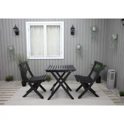 Best Baltic Garden Parvekesetti Wilma 65x65cm pöytä + 2 Knohult tuolia musta