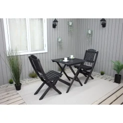 Outlet Baltic Garden Parvekesetti Wilma 65x65cm pöytä + 2 Visby tuolia harmaa