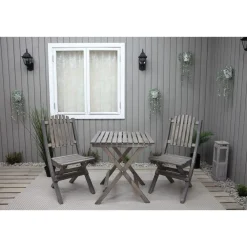 Outlet Baltic Garden Parvekesetti Wilma 65x65cm pöytä + 2 Visby tuolia harmaa