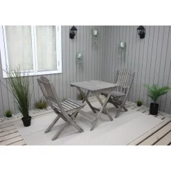Outlet Baltic Garden Parvekesetti Wilma 65x65cm pöytä + 2 Visby tuolia harmaa